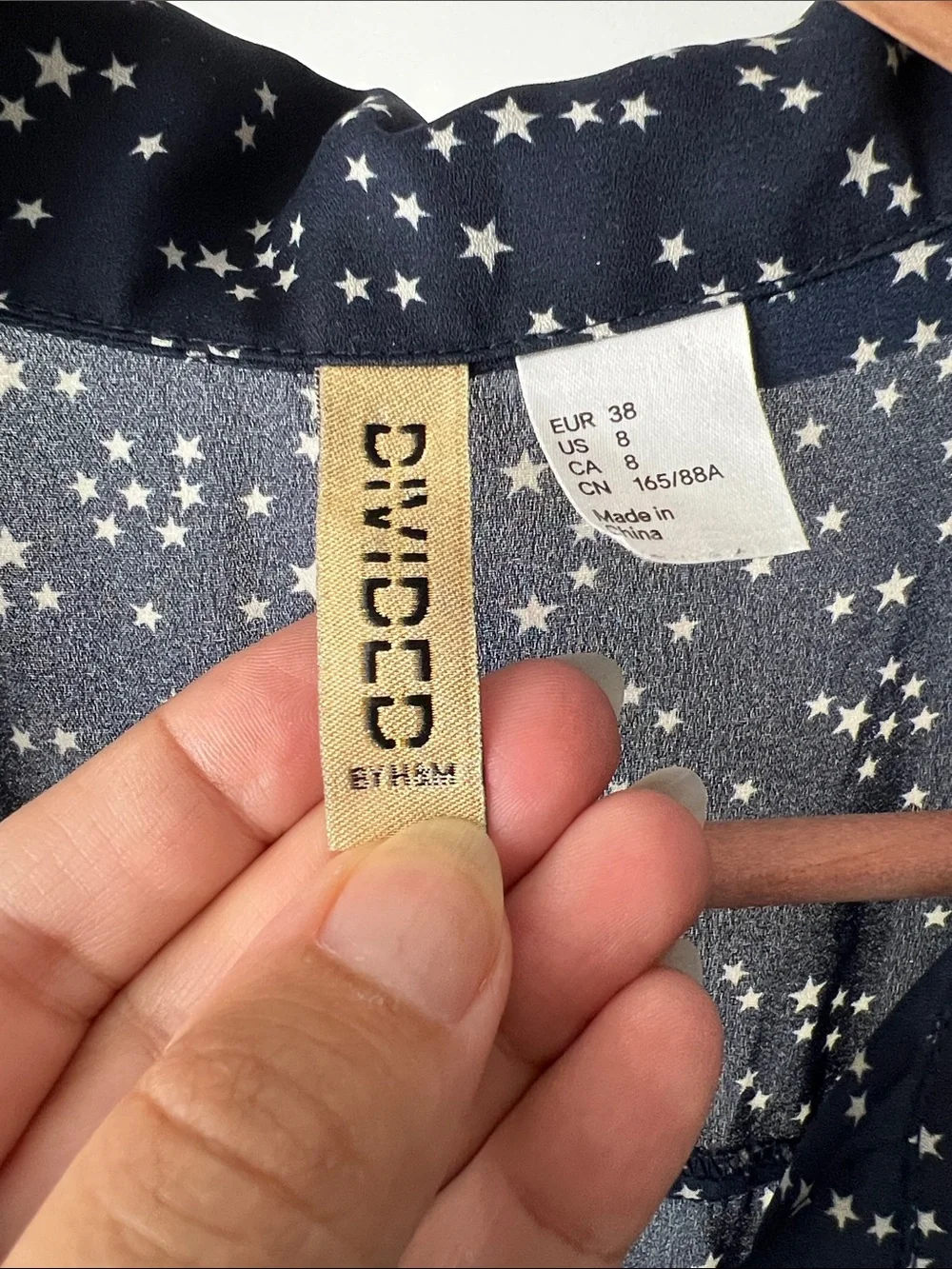 Divided H&M Navy flowing skater sleeveless Mini Dress with White stars Print 8